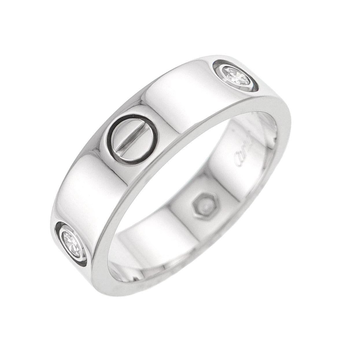 Love Ring Half Diamond 3P 18K White Gold 750 size58 7.75-8(US)