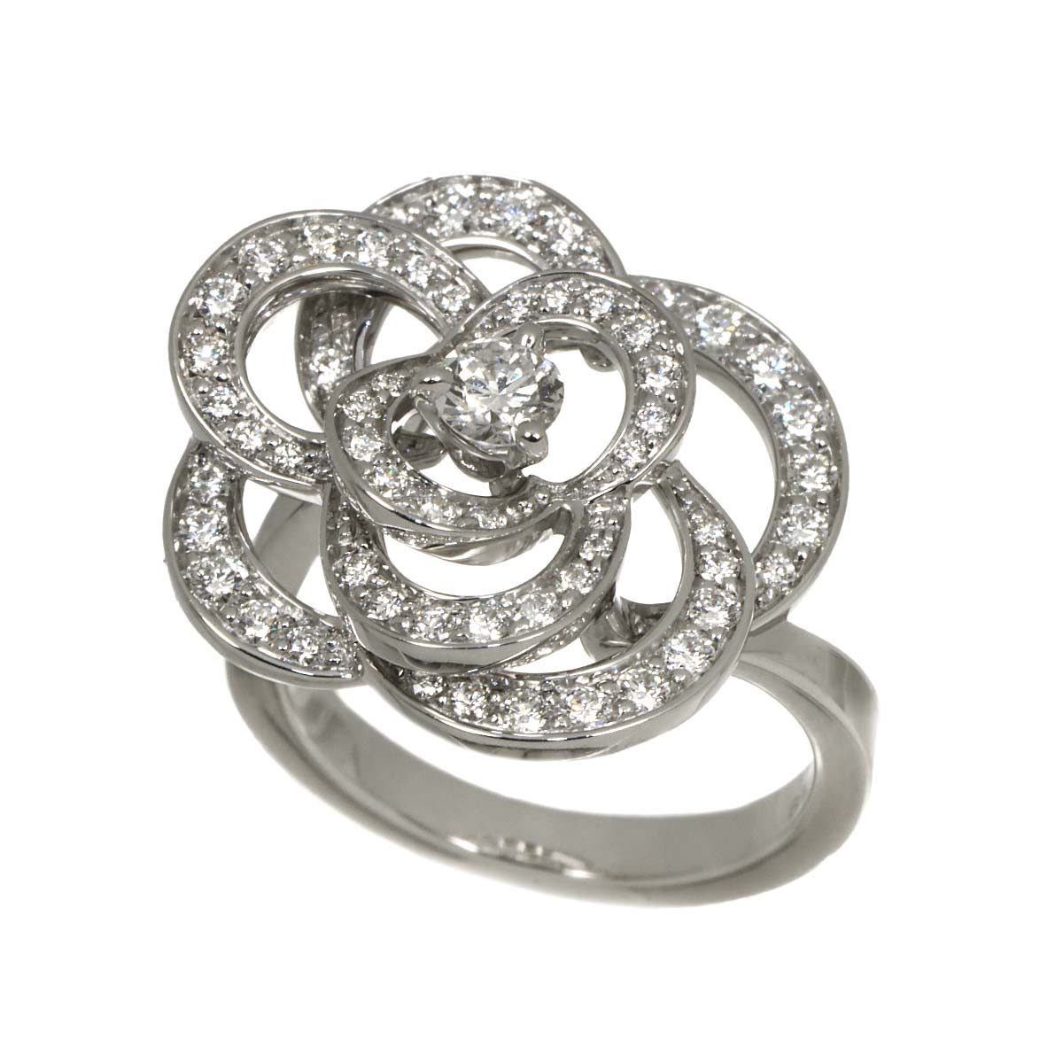 Camellia Diamond Ring 18K White Gold 750 size47 4-4.5(US)