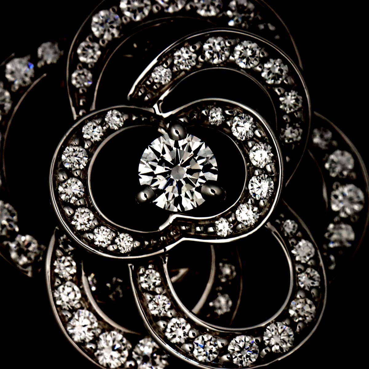 Camellia Diamond Ring 18K White Gold 750 size47 4-4.5(US)
