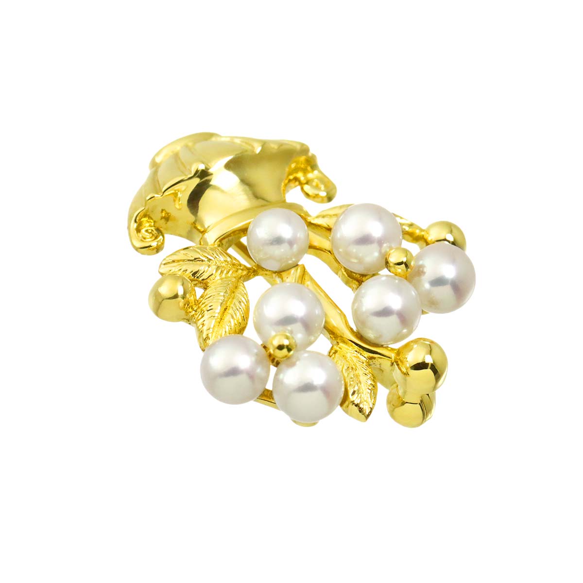 Baby Pearl 4.0-3.6mm Brooch 18K Yellow Gold 750