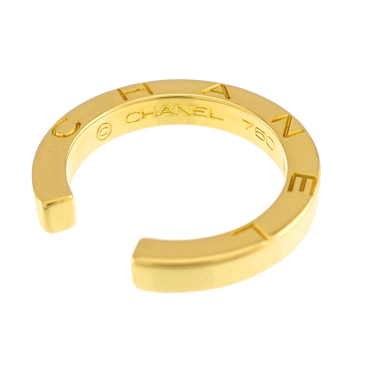 C Signature Ring 18K Yellow Gold 750 Size4.5(US)