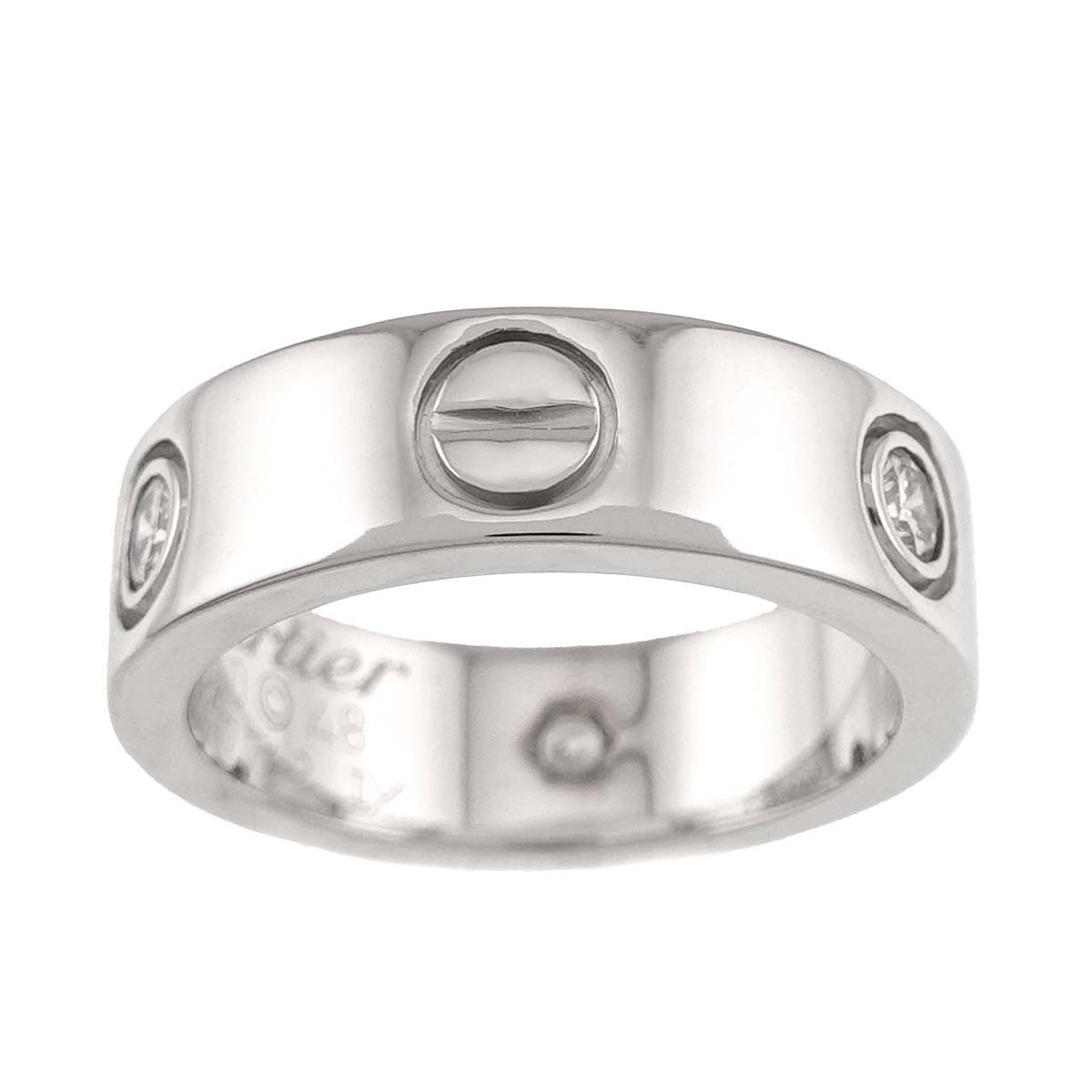 Love Ring Half Diamond 3P 18K White Gold 750 size48 4-4.5(US)