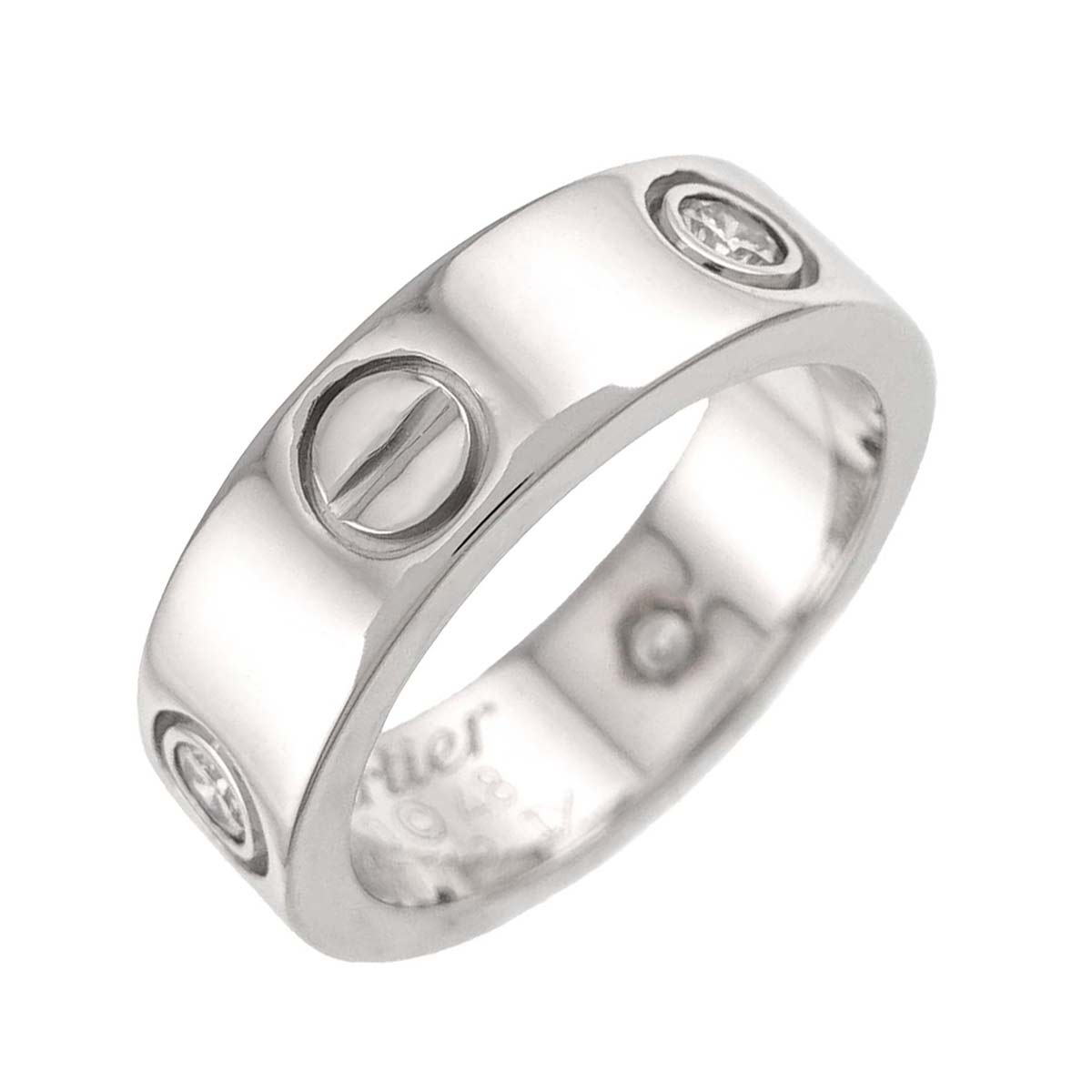 Love Ring Half Diamond 3P 18K White Gold 750 size48 4-4.5(US)