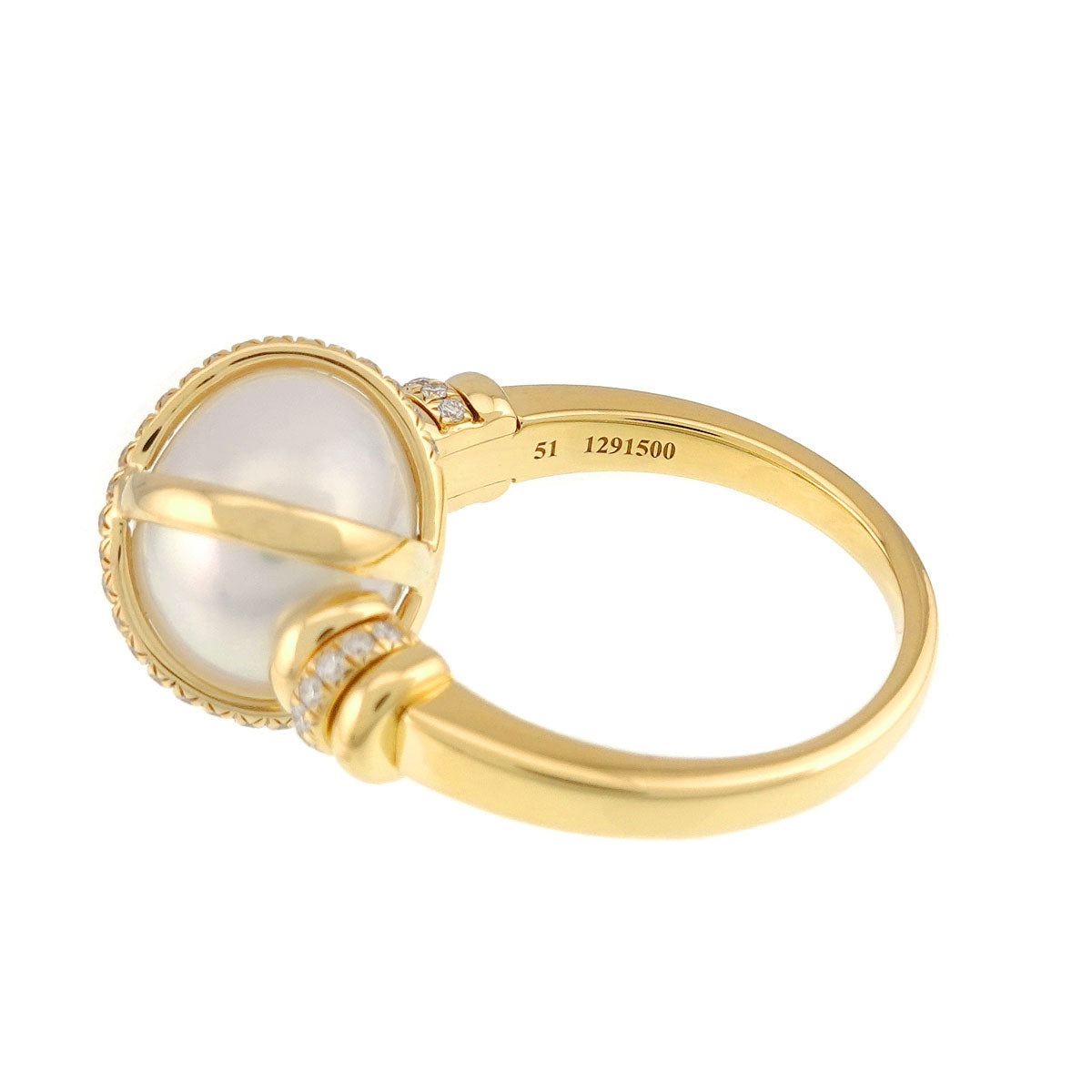 South Sea pearl Diamond Ring 18K YG 750 size51 5.25-5.5(US)