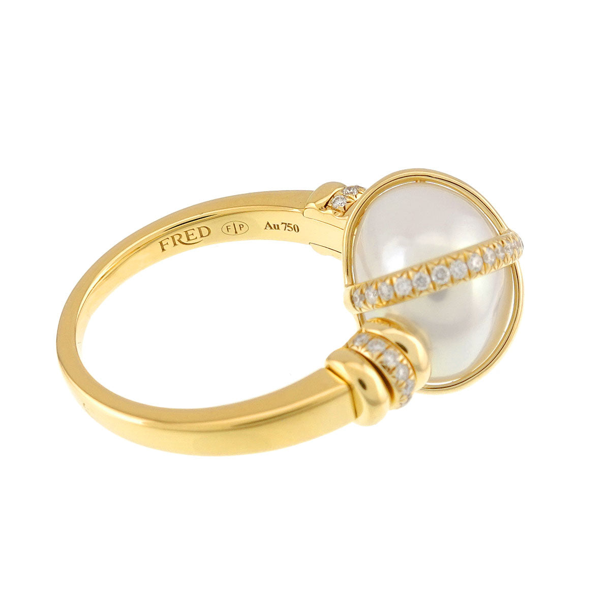 South Sea pearl Diamond Ring 18K YG 750 size51 5.25-5.5(US)