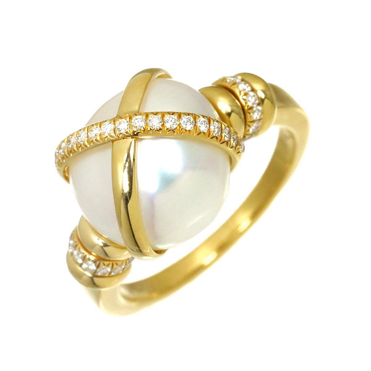South Sea pearl Diamond Ring 18K YG 750 size51 5.25-5.5(US)