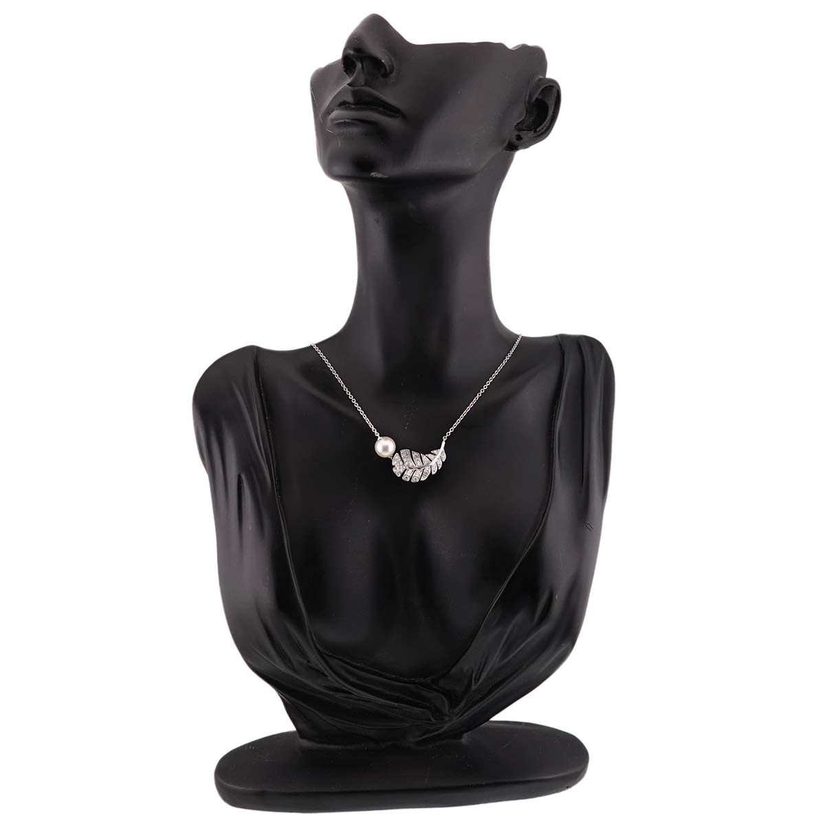 Diamond Akoya Pearl 8.5mm Necklace 18K White Gold 750