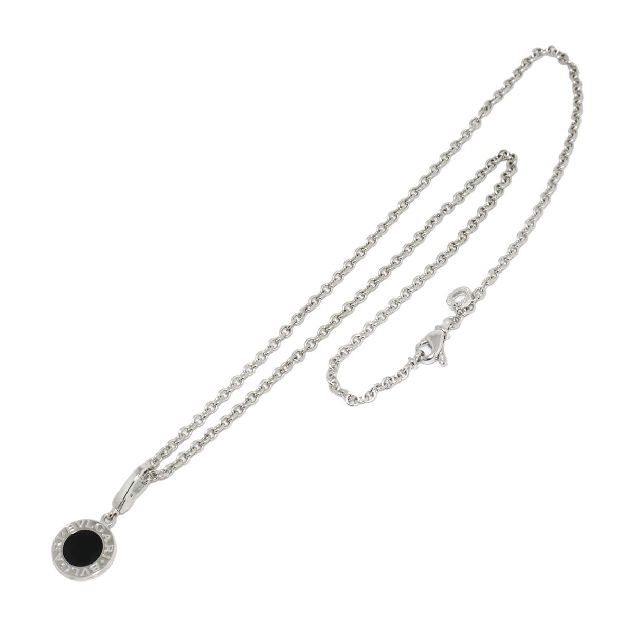 Double Logo Onyx Necklace 18K White Gold 750