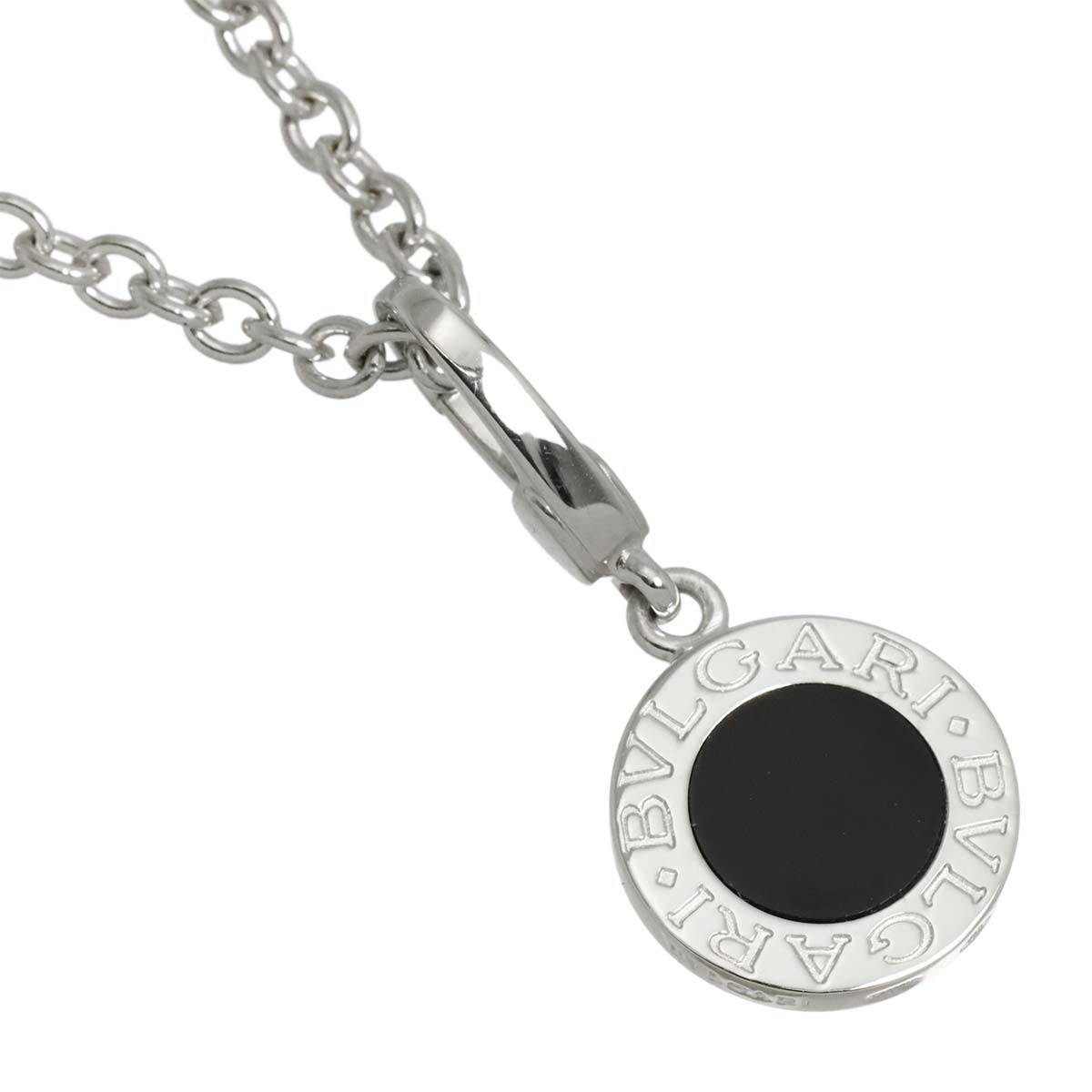 Double Logo Onyx Necklace 18K White Gold 750