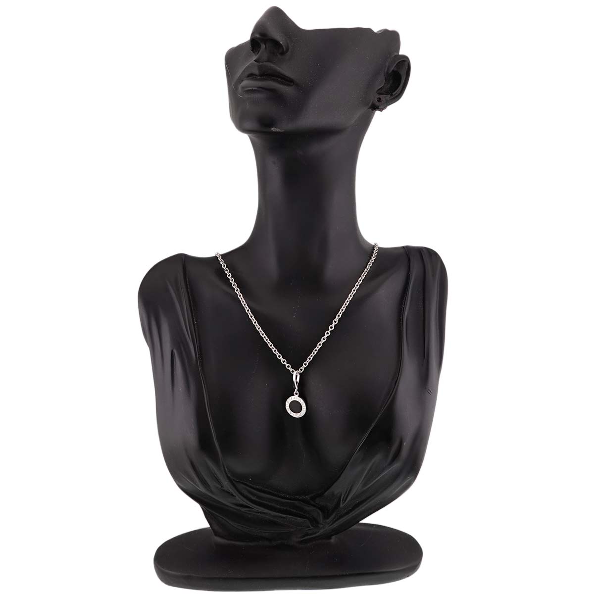 Double Logo Onyx Necklace 18K White Gold 750