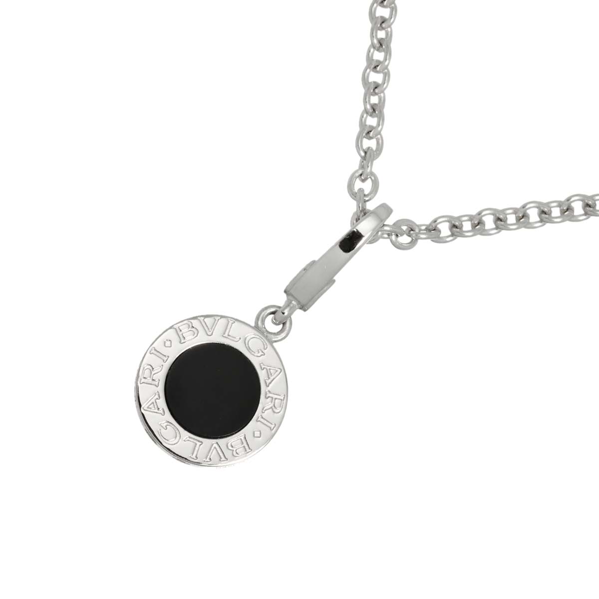 Double Logo Onyx Necklace 18K White Gold 750