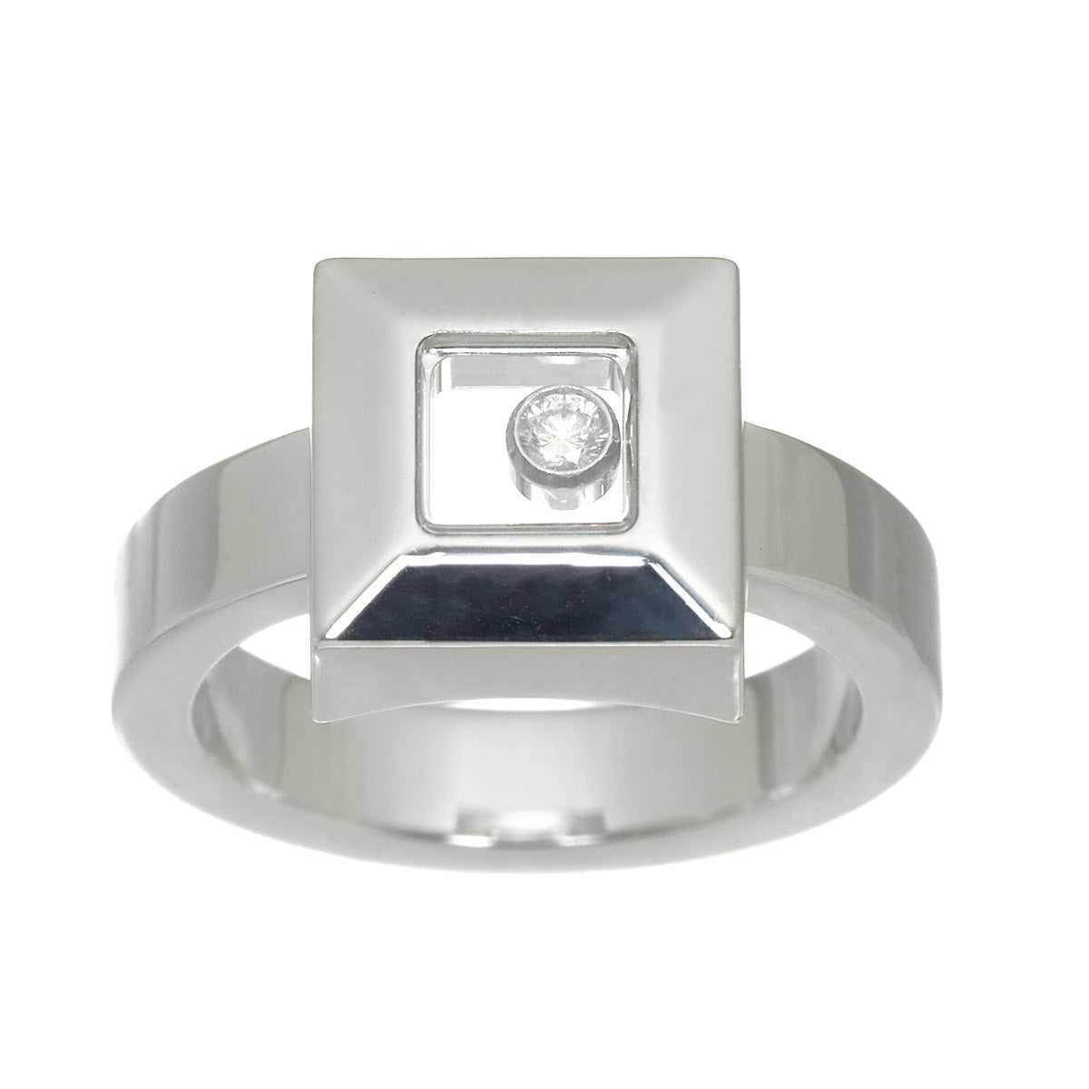 Happy Diamond Square Ring 18K WG 750 Size4.75-5(US)