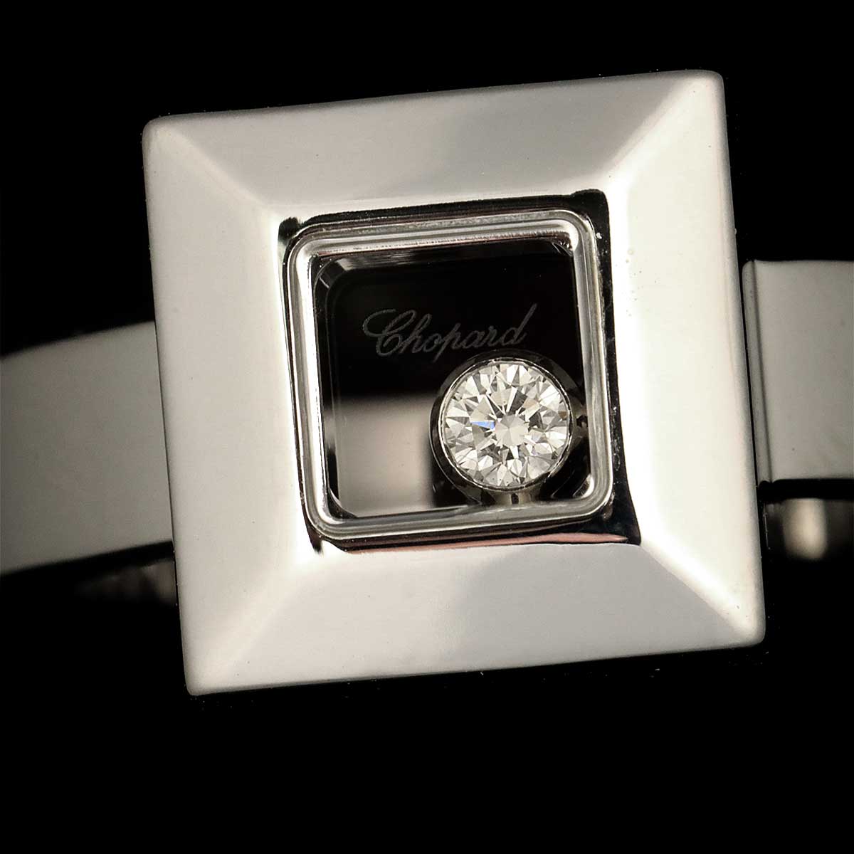 Happy Diamond Square Ring 18K WG 750 Size4.75-5(US)