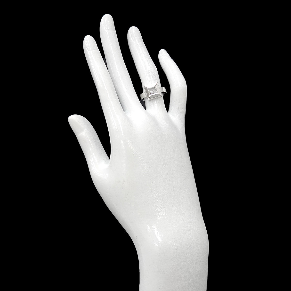 Happy Diamond Square Ring 18K WG 750 Size4.75-5(US)