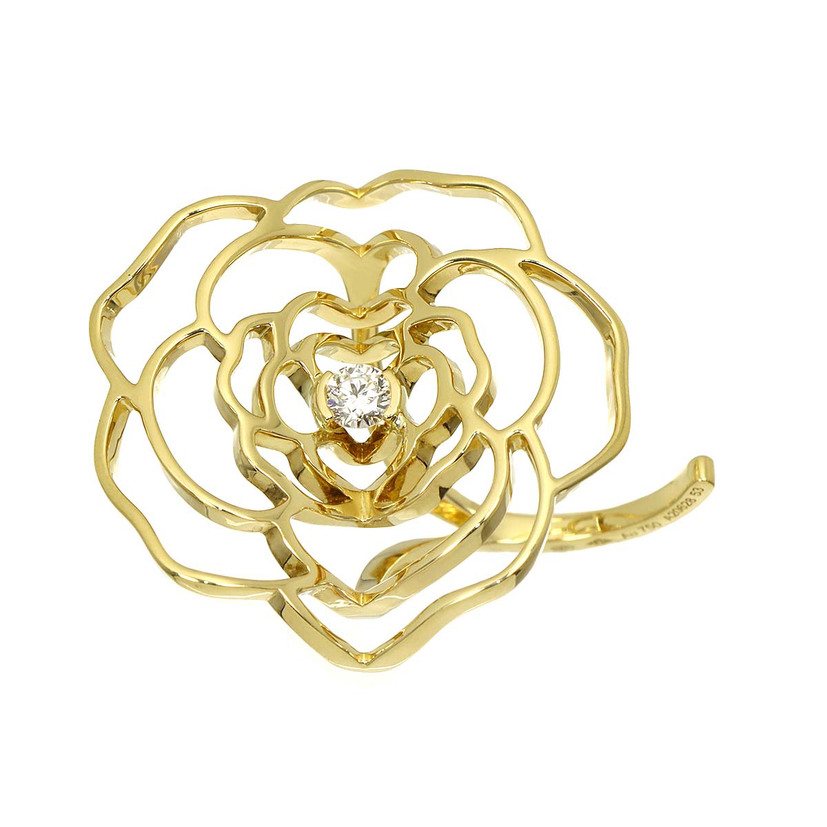 Camellia Diamond Ring 18K Yellow Gold 750 Size53 6.25-6.5(US)