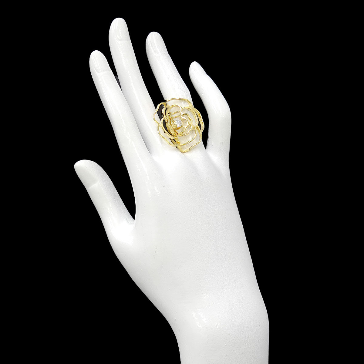 Camellia Diamond Ring 18K Yellow Gold 750 Size53 6.25-6.5(US)