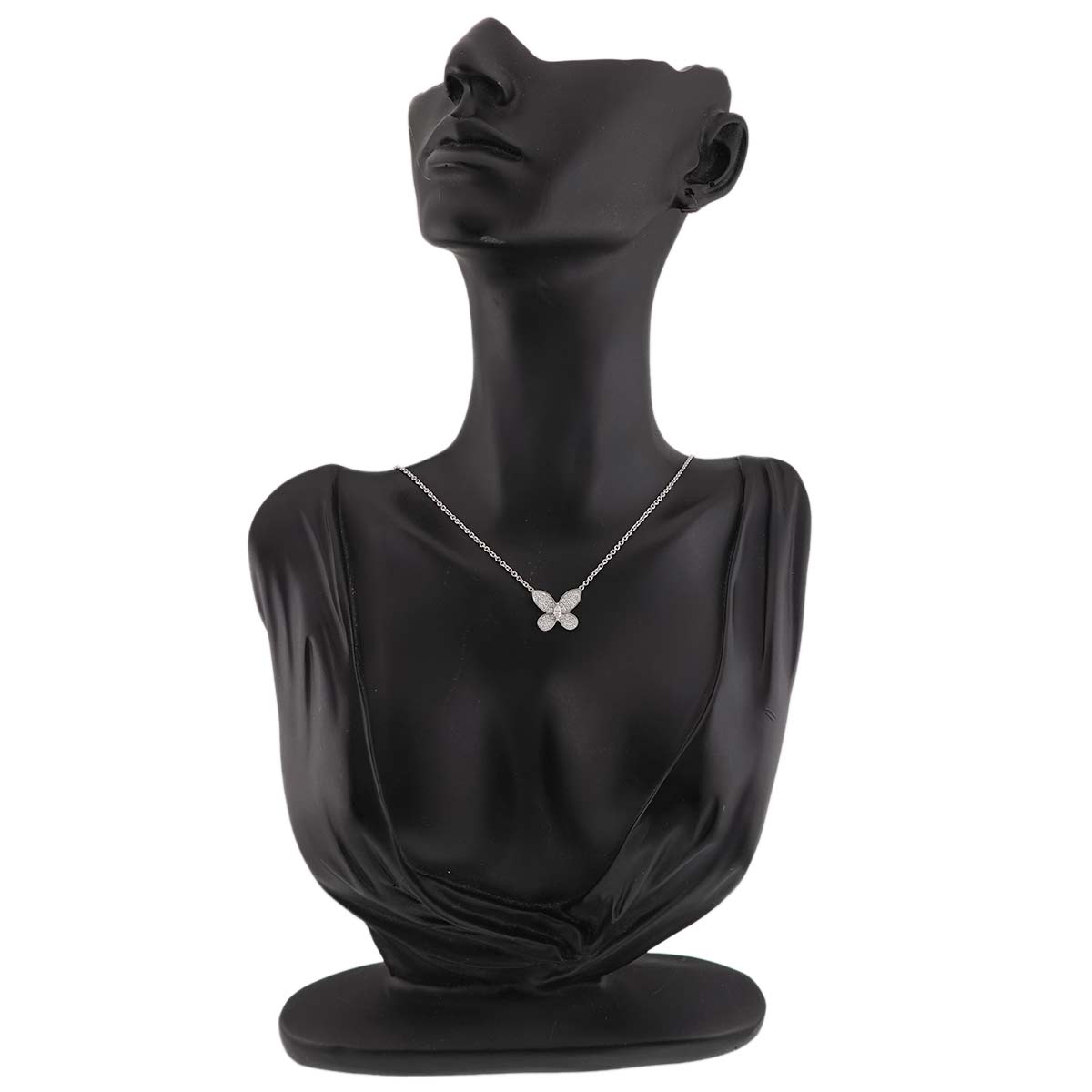 Butterfly Pave Diamond Necklace 18K WG 750