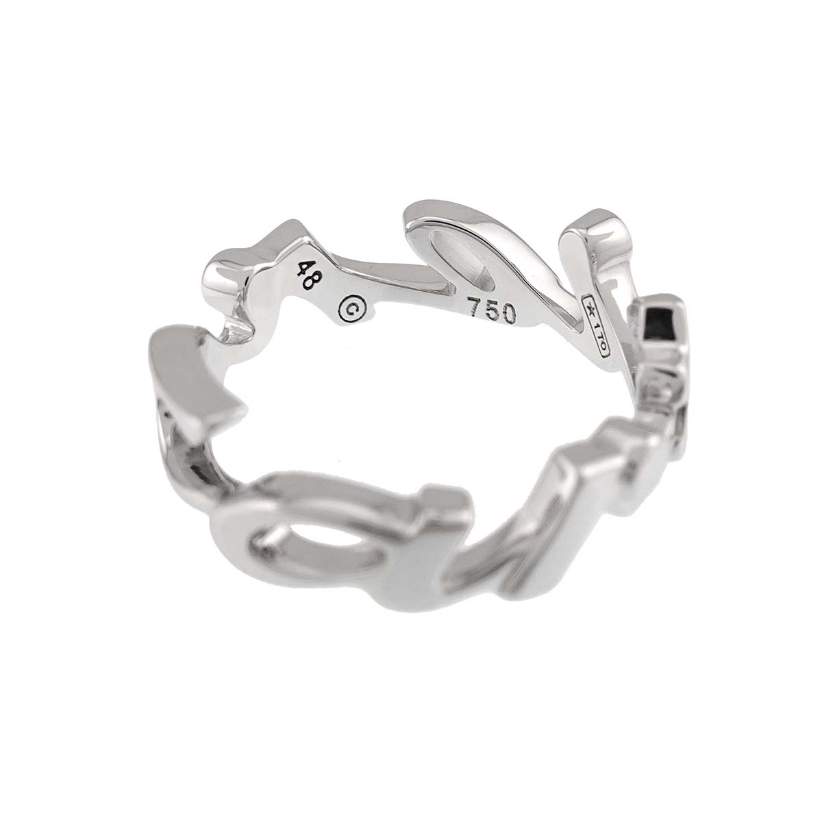 Logo Ring 18K White Gold 750 Size48 4.5(US)