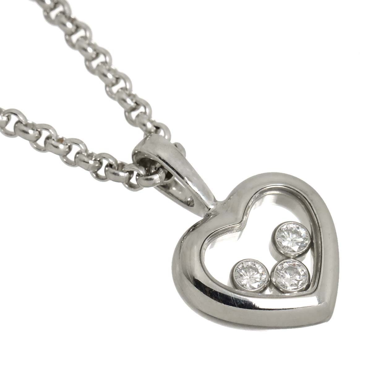 Happy Diamond Heart Necklace 18K White Gold 750