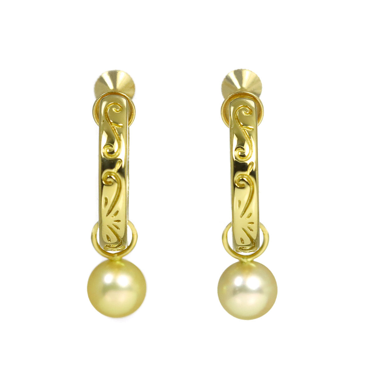 Akoya Pearl 7.2-7.1mm Earrings 18K Yellow Gold 750