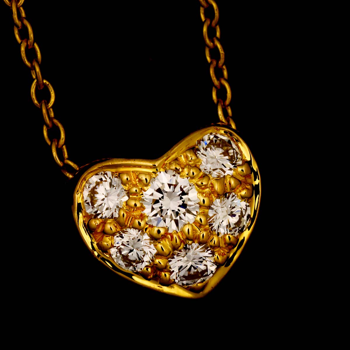 Pave Heart Diamond Necklace 18K Yellow Gold 750