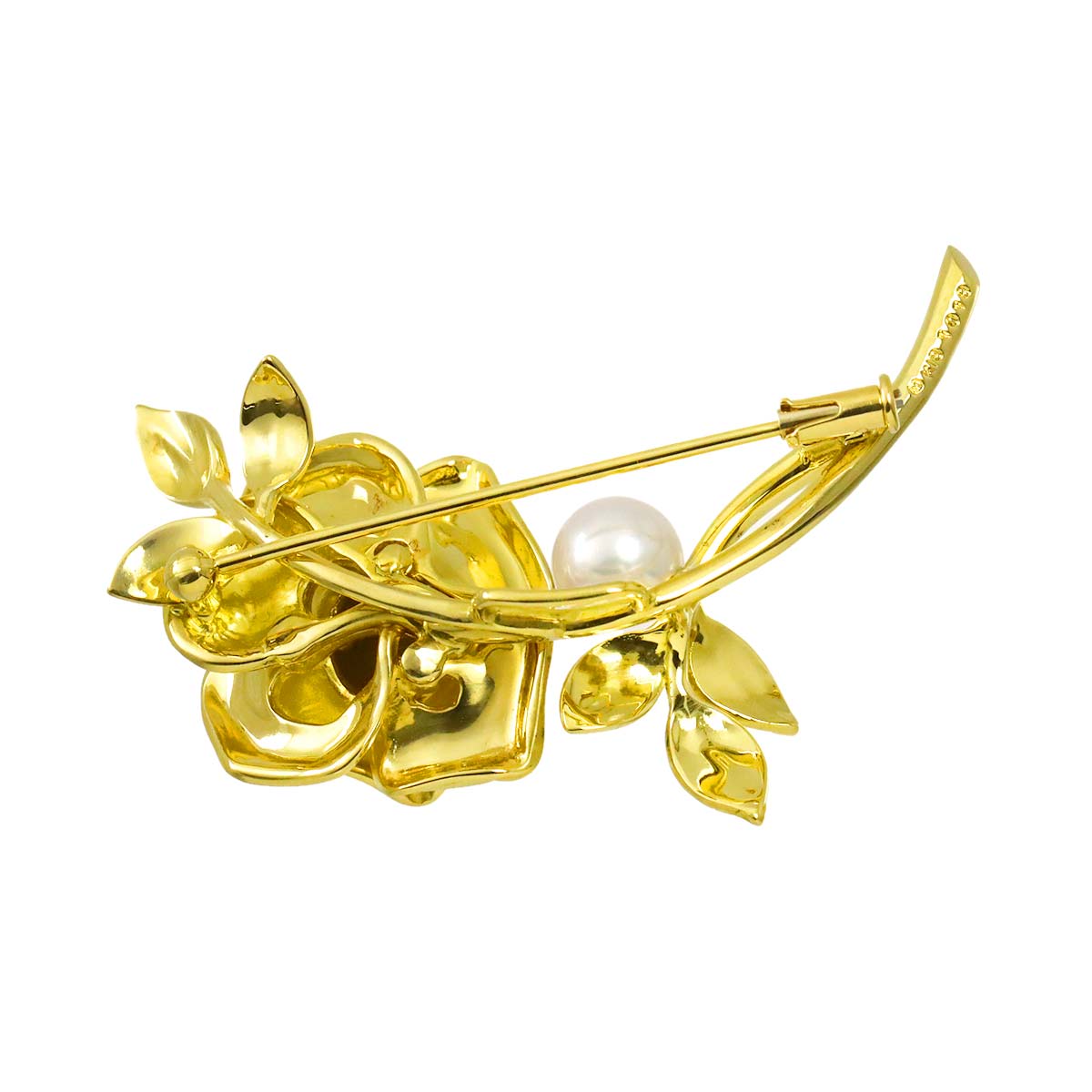 Akoya Pearl 7.2mm Diamond Brooch 18K YG 750