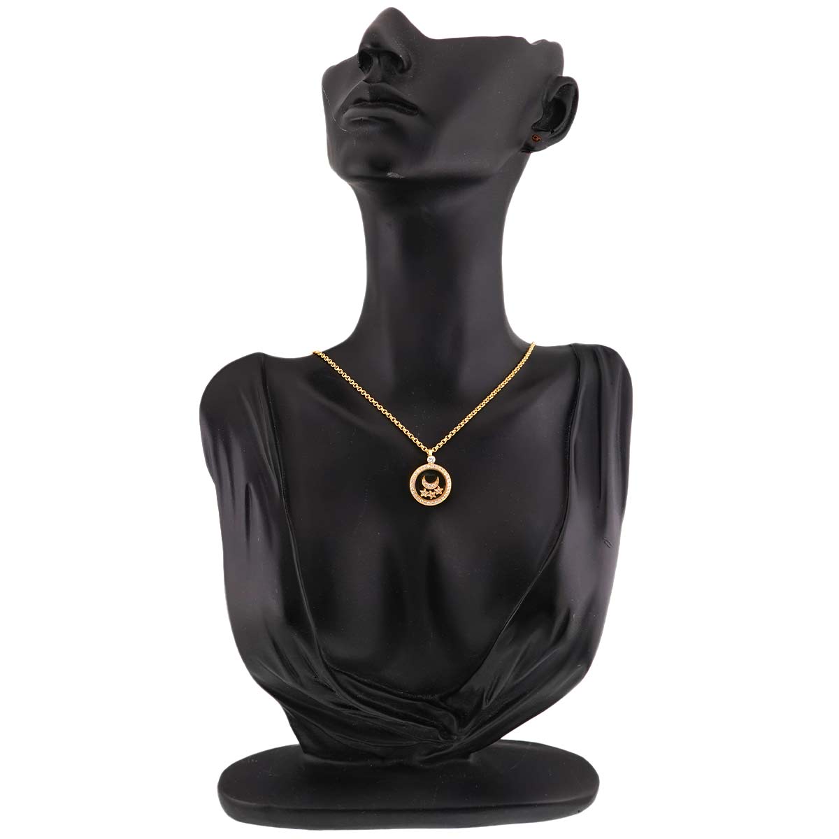 Happy Diamond Moon and Stars Necklace 18K YG 750