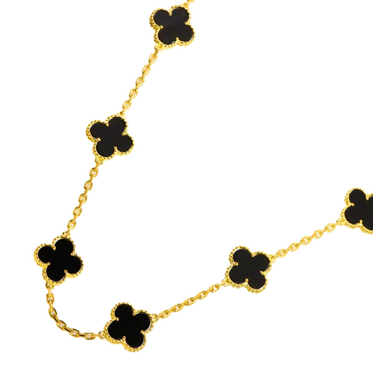 Vintage Alhambra Onyx 10P Necklace 18K YG 750