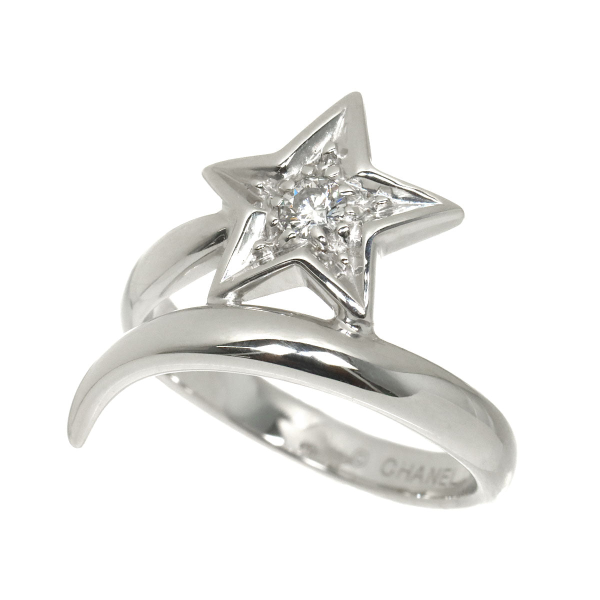 Comet Diamond Ring 18K White Gold 750 size50 5.25(US)