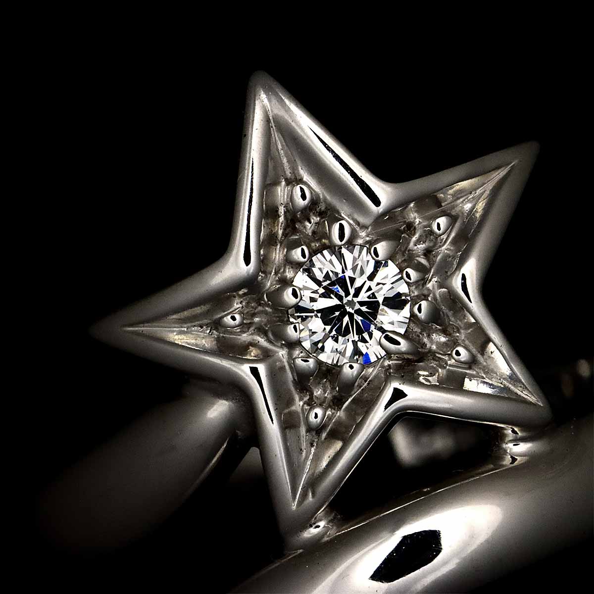 Comet Diamond Ring 18K White Gold 750 size50 5.25(US)