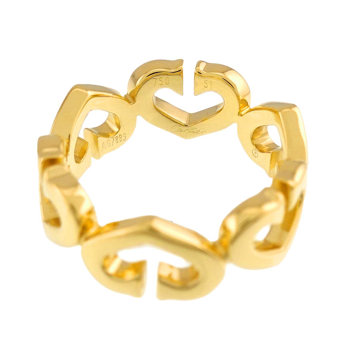 C Heart Ring 18K Yellow Gold 750 size51 5.25-5.5(US)