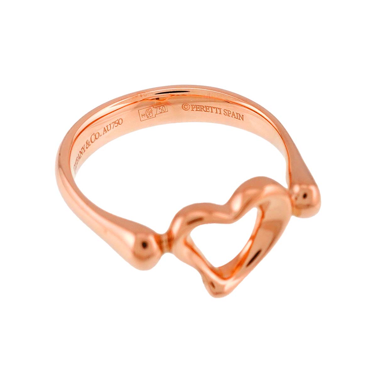 Open Heart Ring 18K Pink Gold 750 size4.5-4.75(US)