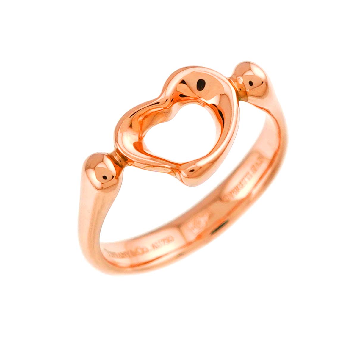 Open Heart Ring 18K Pink Gold 750 size4.5-4.75(US)