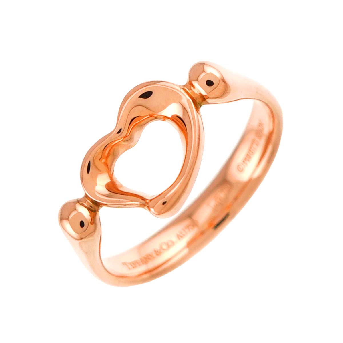 Open Heart Ring 18K Pink Gold 750 size4.5-4.75(US)