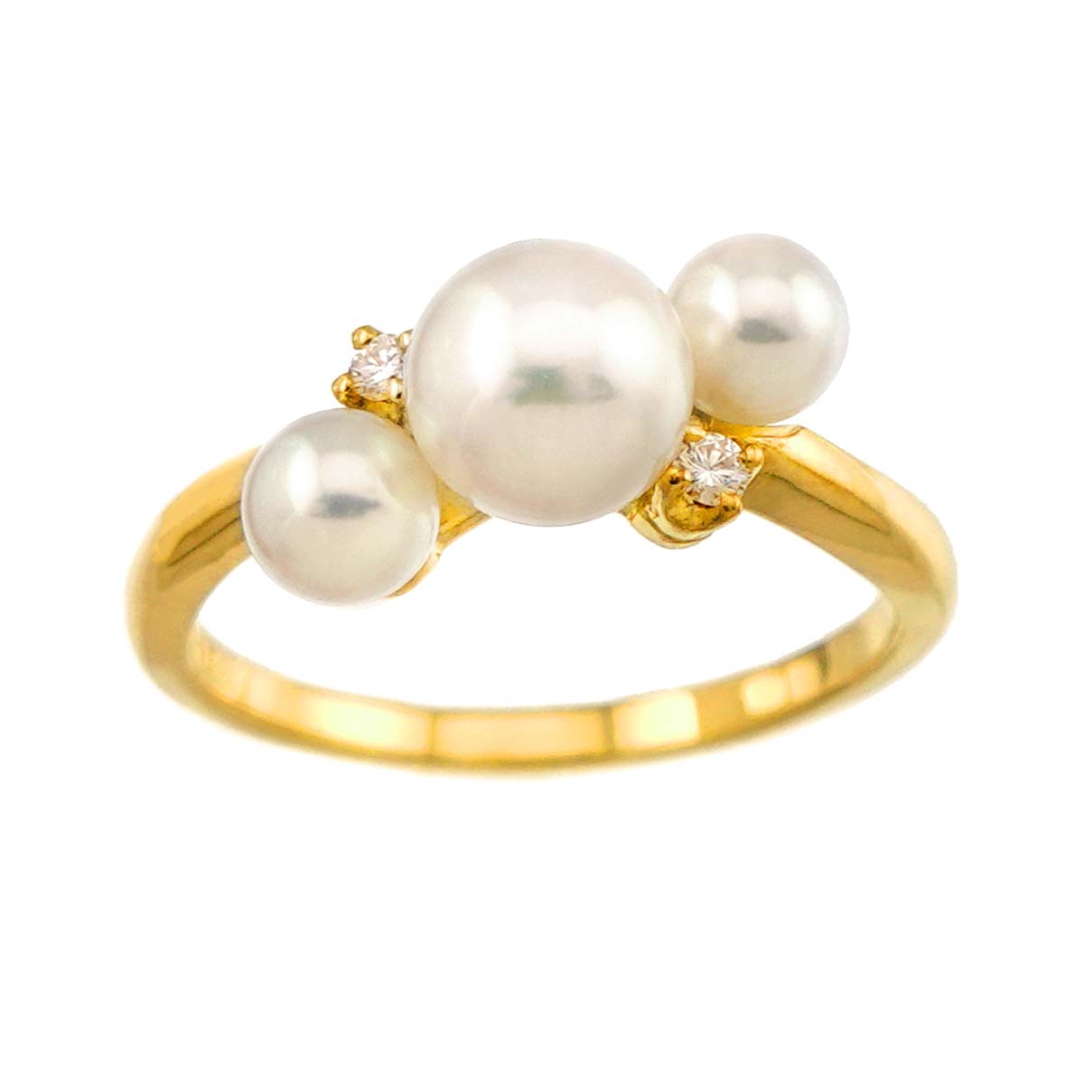 Akoya Pearl Diamond Ring 18K YG 750 Size6.25-6.5(US)