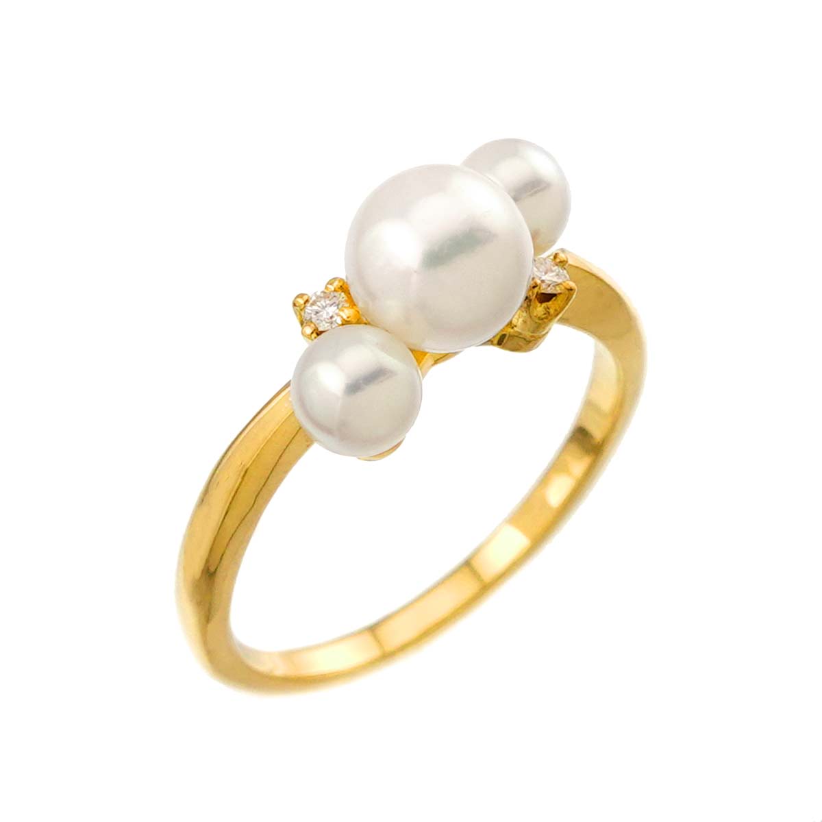 Akoya Pearl Diamond Ring 18K YG 750 Size6.25-6.5(US)