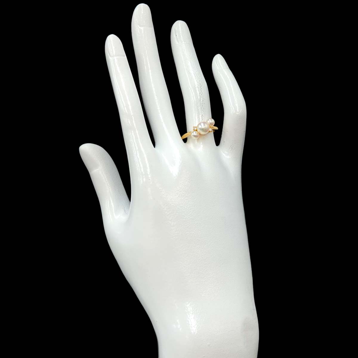 Akoya Pearl Diamond Ring 18K YG 750 Size6.25-6.5(US)