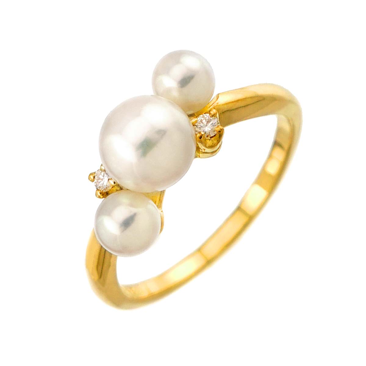 Akoya Pearl Diamond Ring 18K YG 750 Size6.25-6.5(US)
