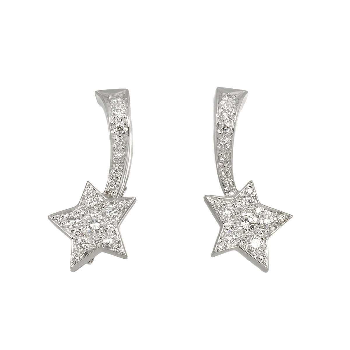 COMETE Diamond Earrings Pierced 18K WG White Gold 750
