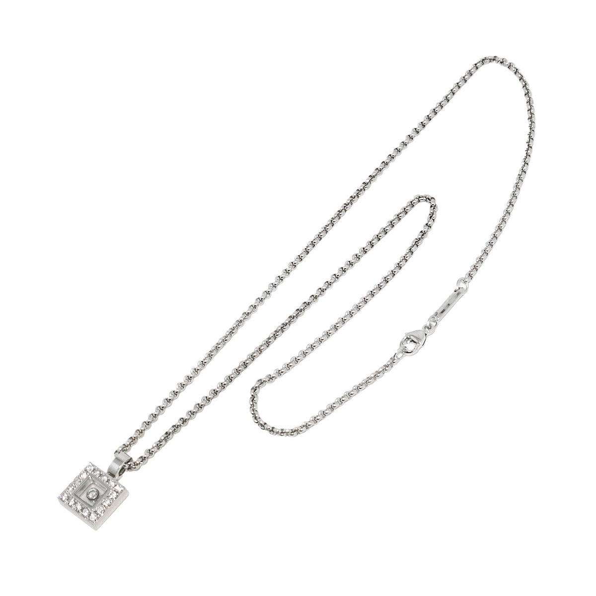 Happy Diamond Square Necklace 18K White Gold 750