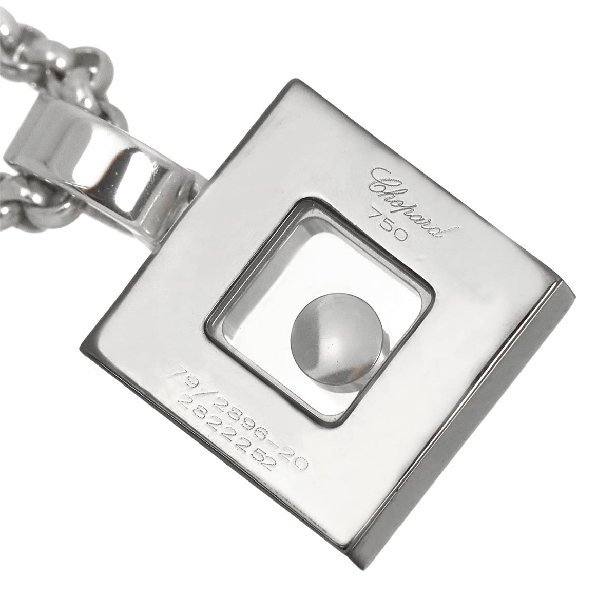 Happy Diamond Square Necklace 18K White Gold 750