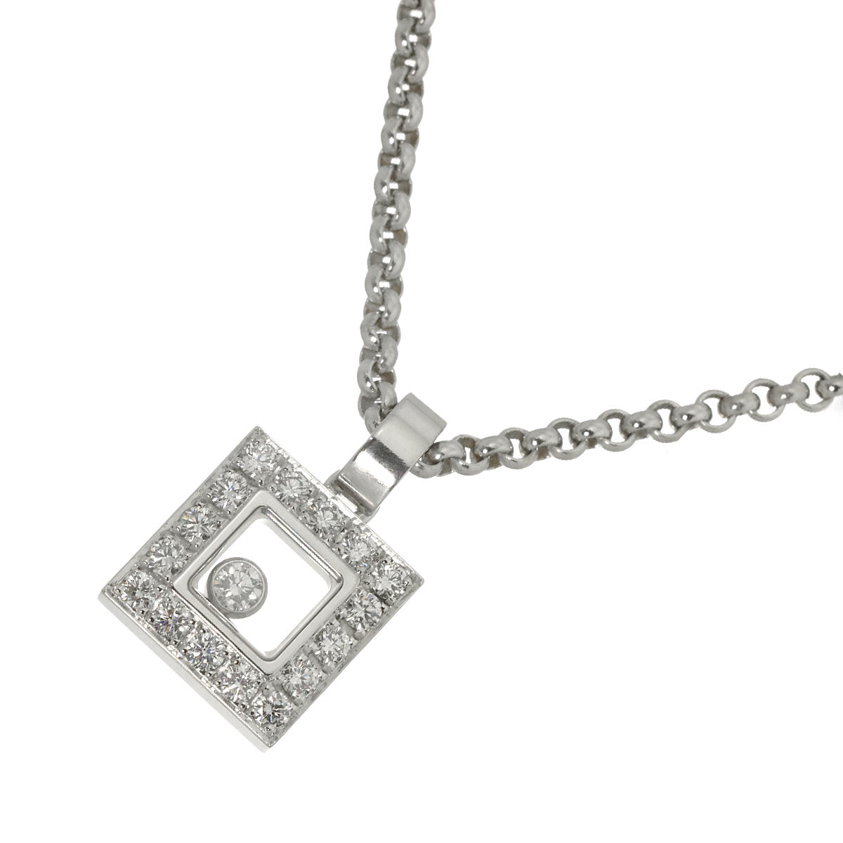 Happy Diamond Square Necklace 18K White Gold 750