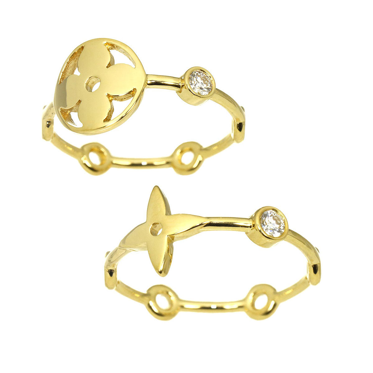 Berg Monogram Ring Diamond 18K YG Size54 6.75(US)