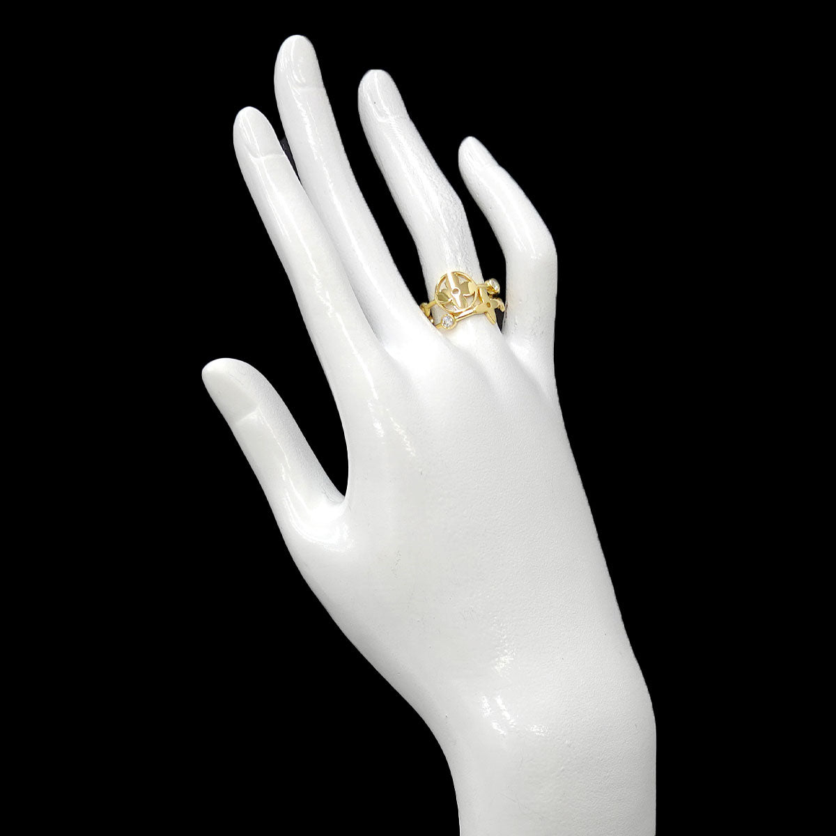 Berg Monogram Ring Diamond 18K YG Size54 6.75(US)
