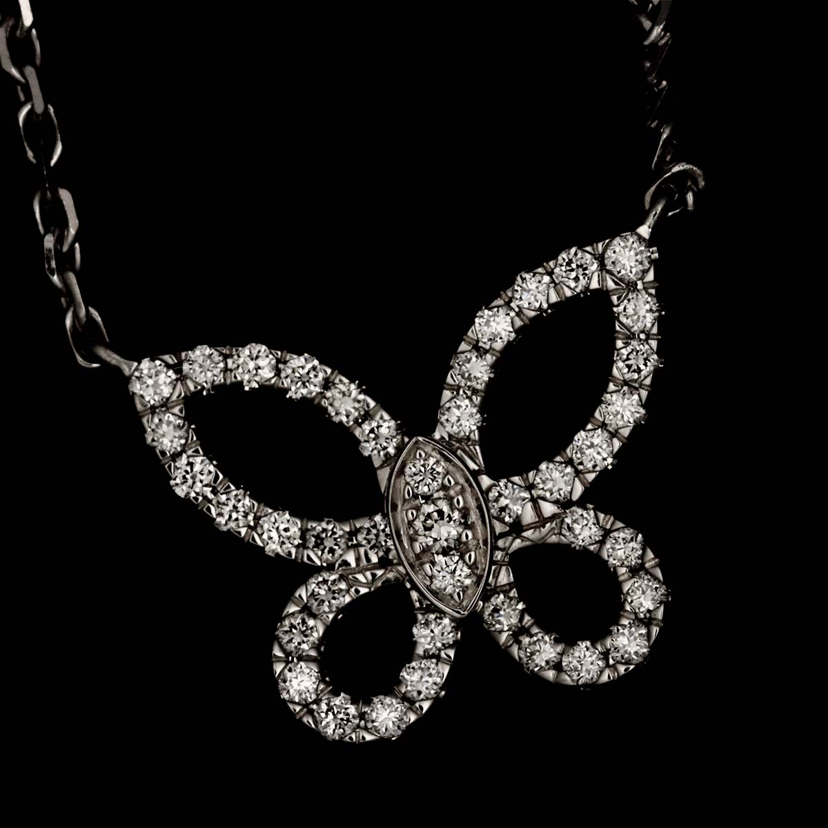 Mini Butterfly Silhouette Diamond Necklace 18K WG 750