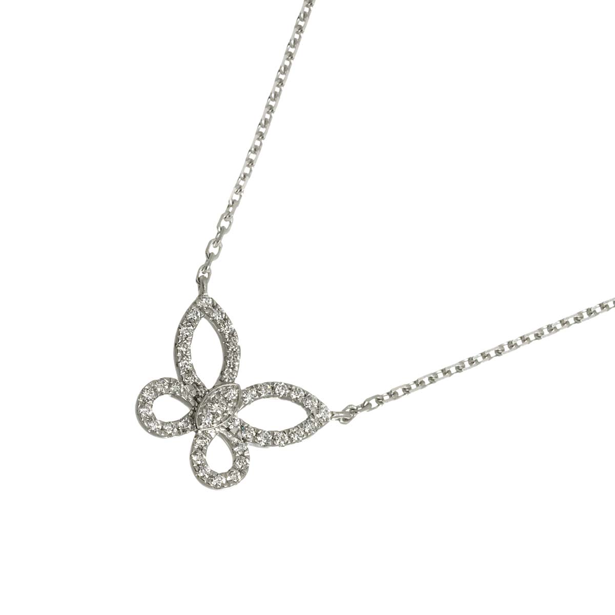 Mini Butterfly Silhouette Diamond Necklace 18K WG 750