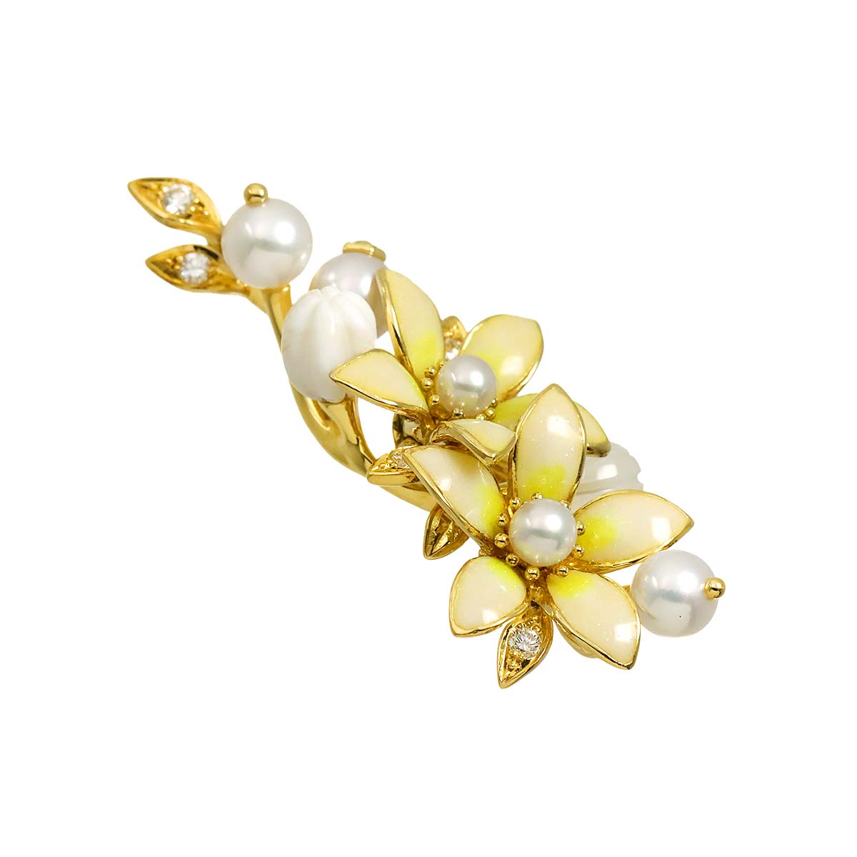 Akoya Pearl 5.3-3.3mm Diamond Pendant Top 18K YG 750