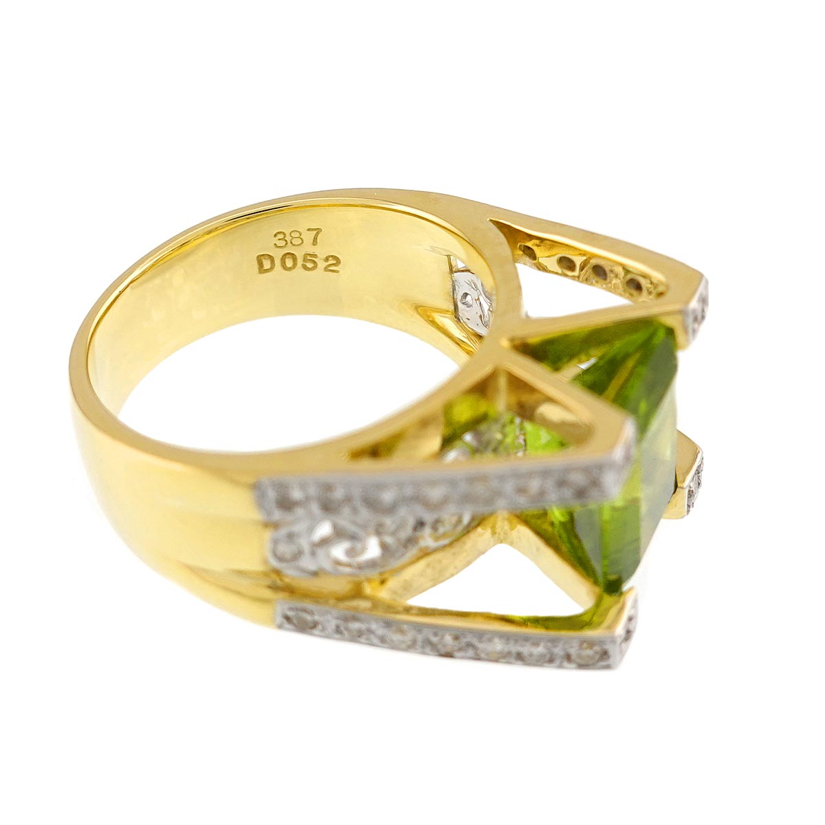 Peridot Diamond 0.52ct Ring 18K YG WG 750 Size6-6.25(US)