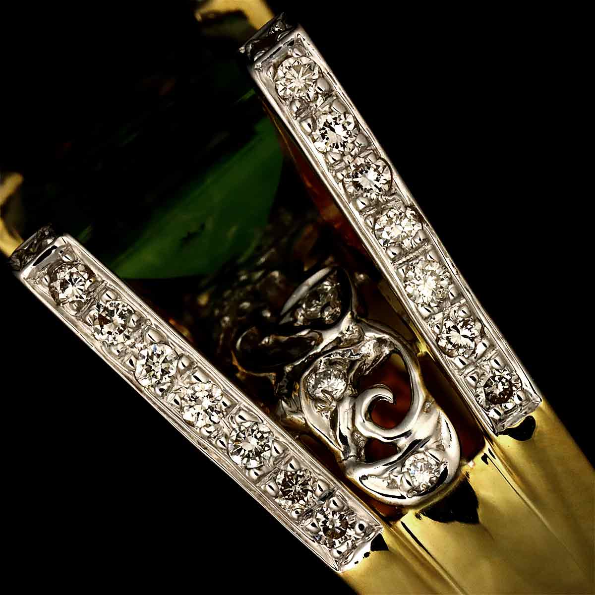 Peridot Diamond 0.52ct Ring 18K YG WG 750 Size6-6.25(US)