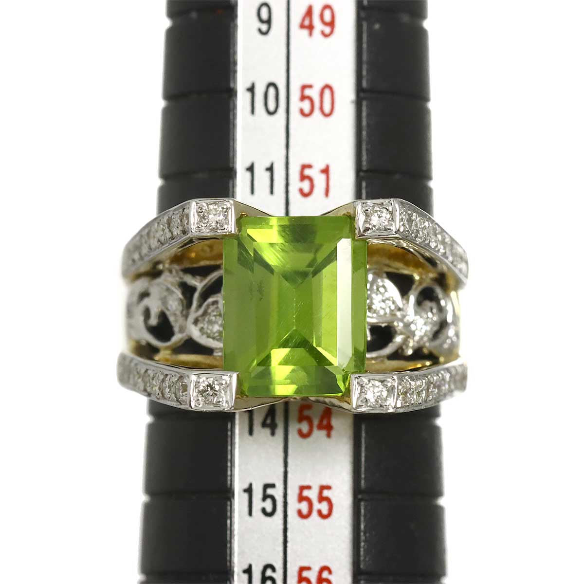 Peridot Diamond 0.52ct Ring 18K YG WG 750 Size6-6.25(US)